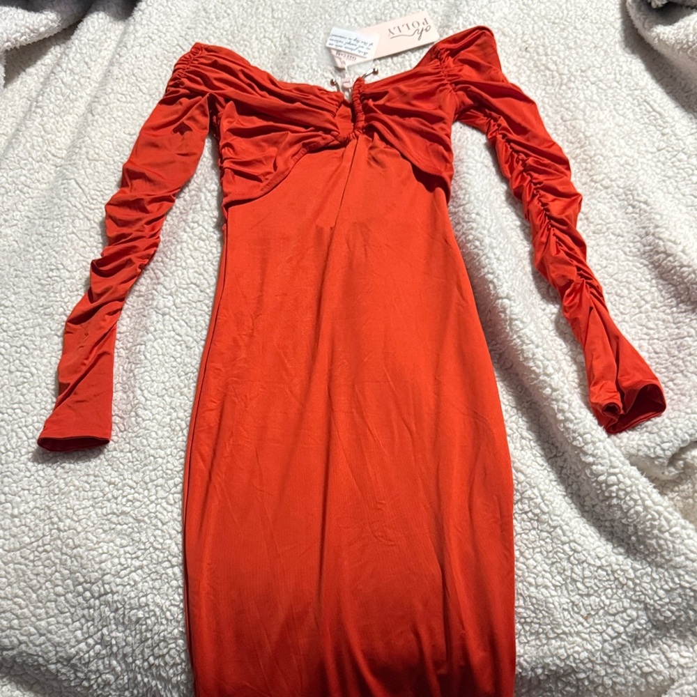 Oh Polly Vibrant Red Long Sleeve Dress